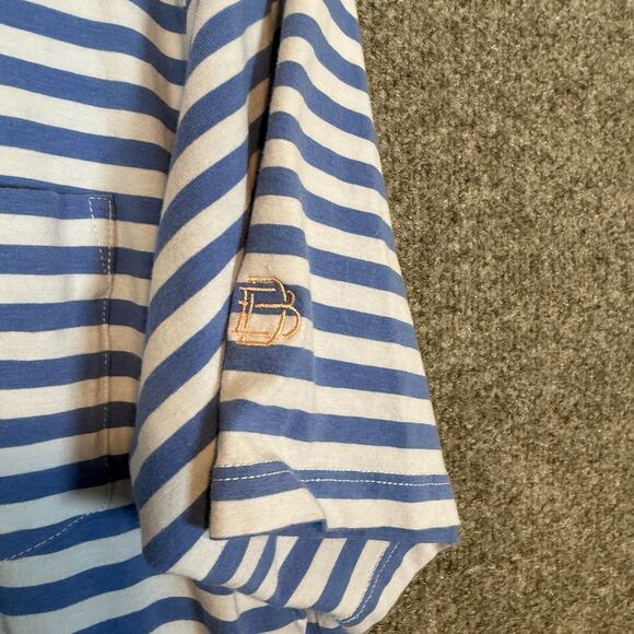 B Draddy Shirt Mens Medium Blue Striped Polo Short Slv Performance Golf Athletic - Picture 4 of 9